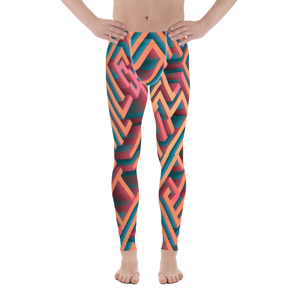 3D Maze Illusion | 3D Patterns | All-Over Print Men's Leggings - #1