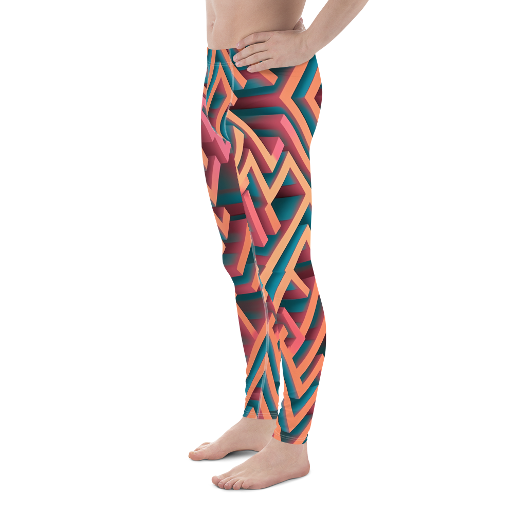 3D Maze Illusion | 3D Patterns | All-Over Print Men's Leggings - #1