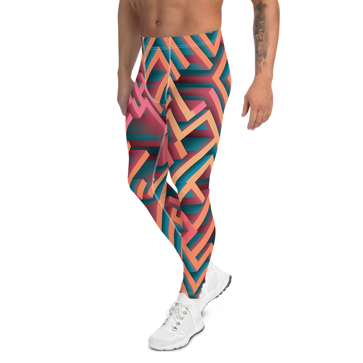 3D Maze Illusion | 3D Patterns | All-Over Print Men's Leggings - #1