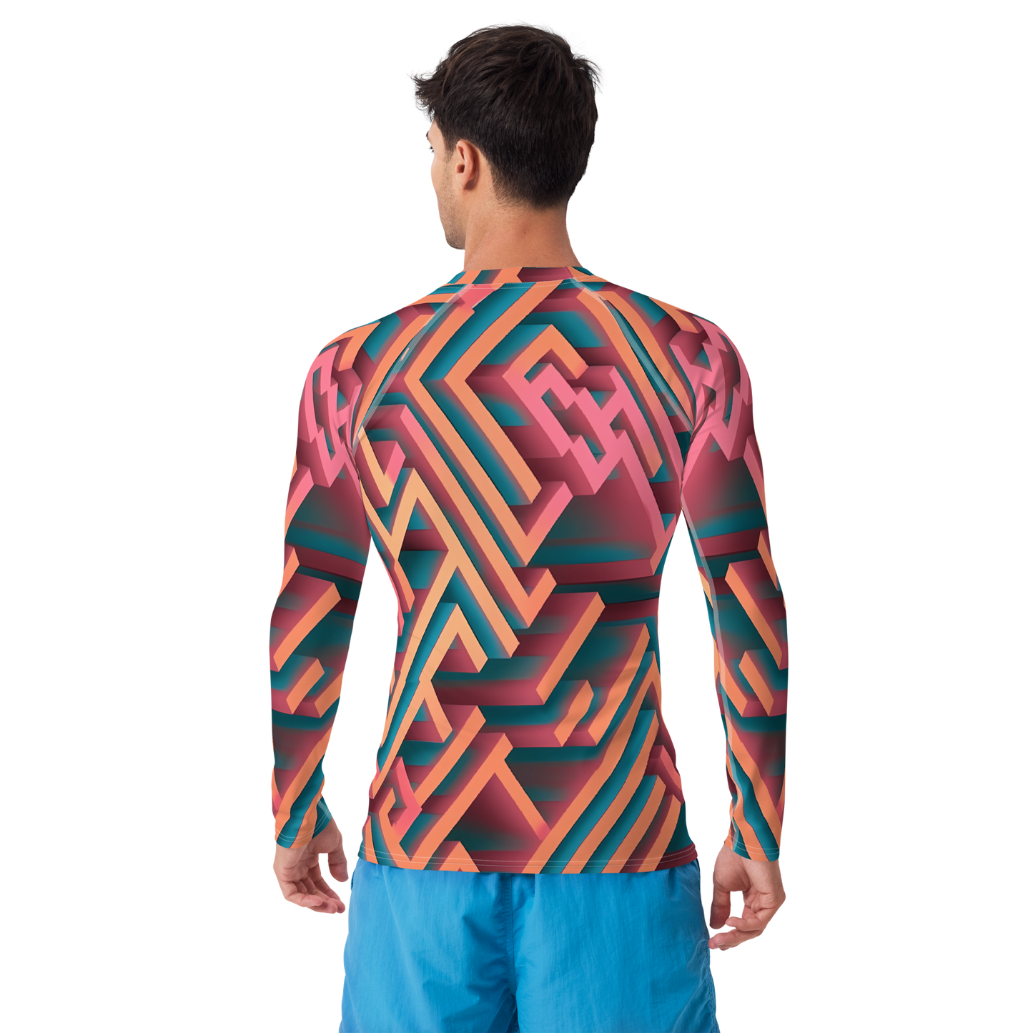 3D Maze Illusion | 3D Patterns | All-Over Print Men's Rash Guard - #1