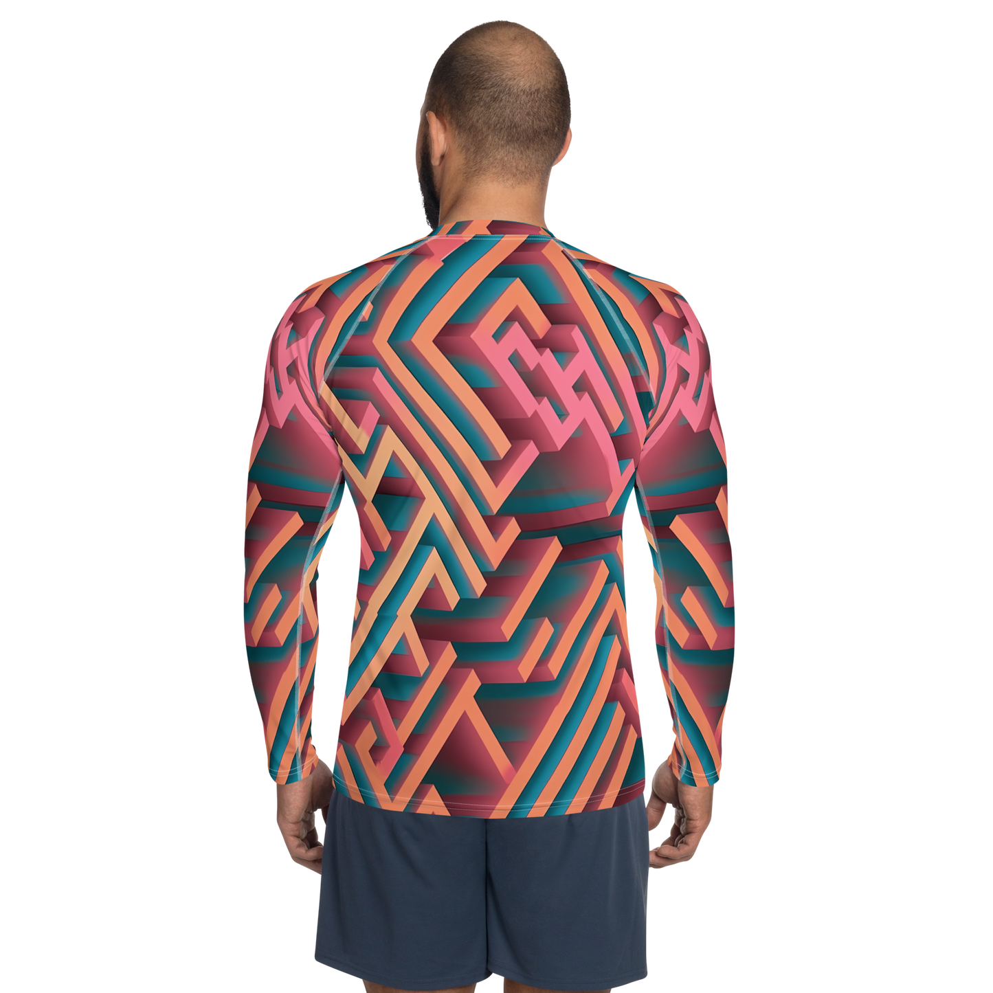 3D Maze Illusion | 3D Patterns | All-Over Print Men's Rash Guard - #1