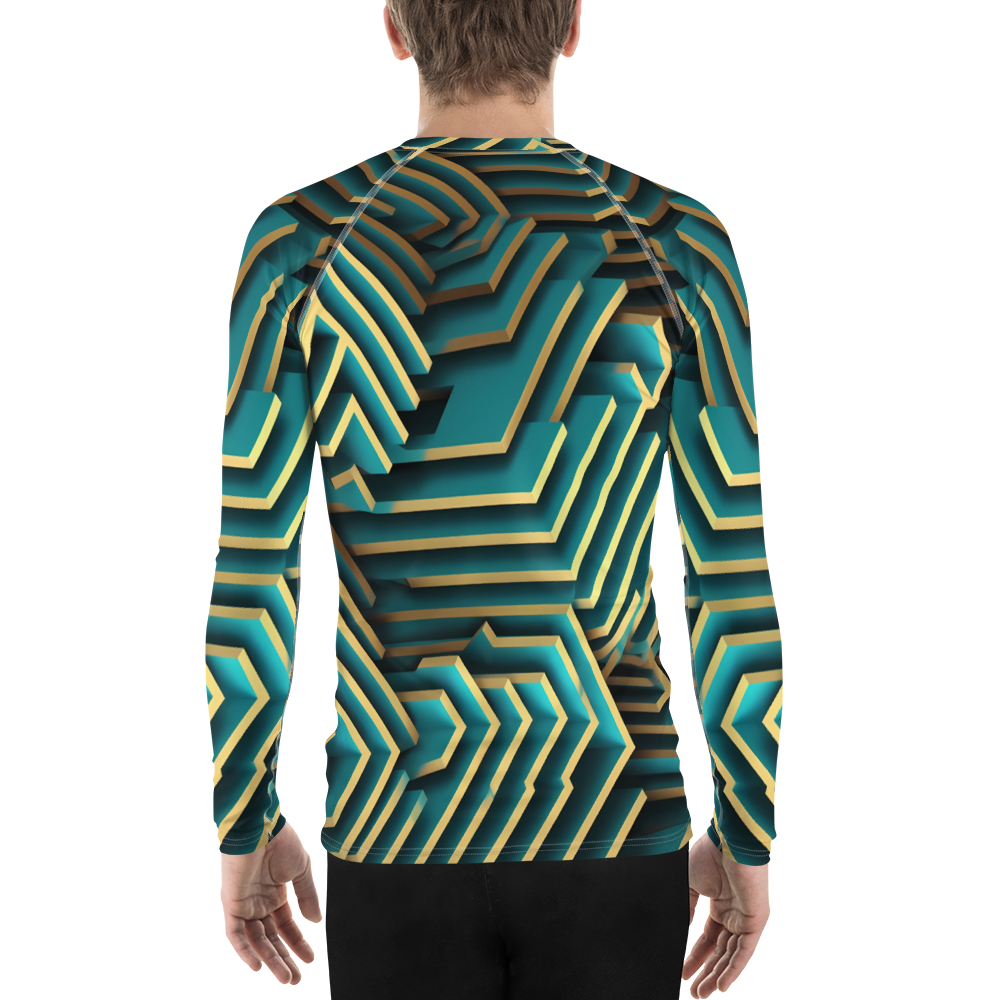 3D Maze Illusion | 3D Patterns | All-Over Print Men's Rash Guard - #5