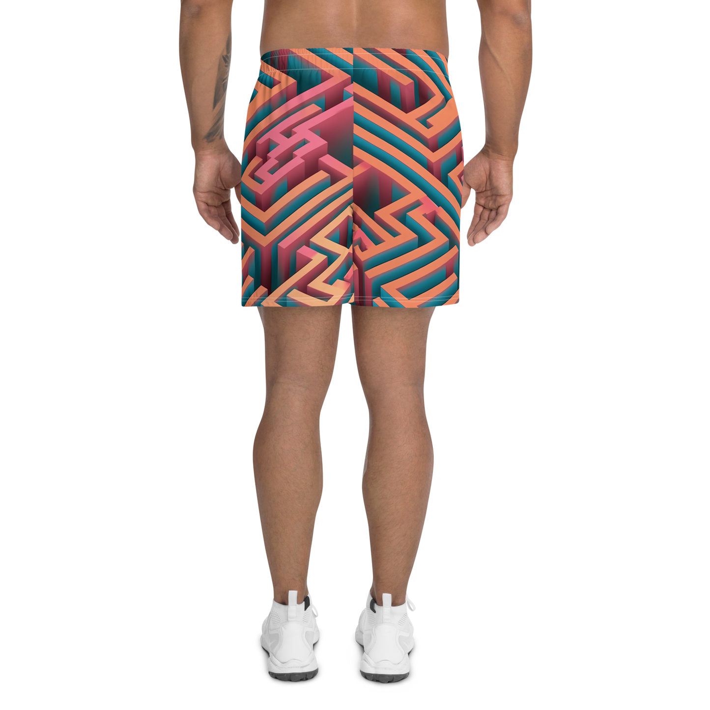 3D Maze Illusion | 3D Patterns | All-Over Print Men's Recycled Athletic Shorts - #1