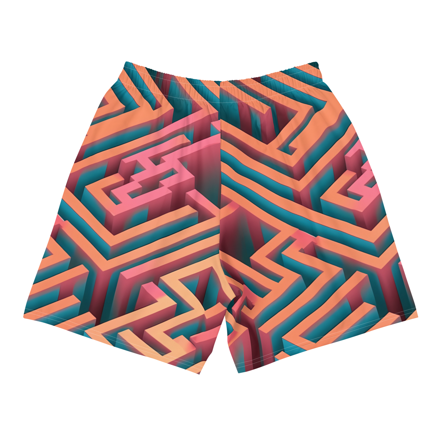 3D Maze Illusion | 3D Patterns | All-Over Print Men's Recycled Athletic Shorts - #1