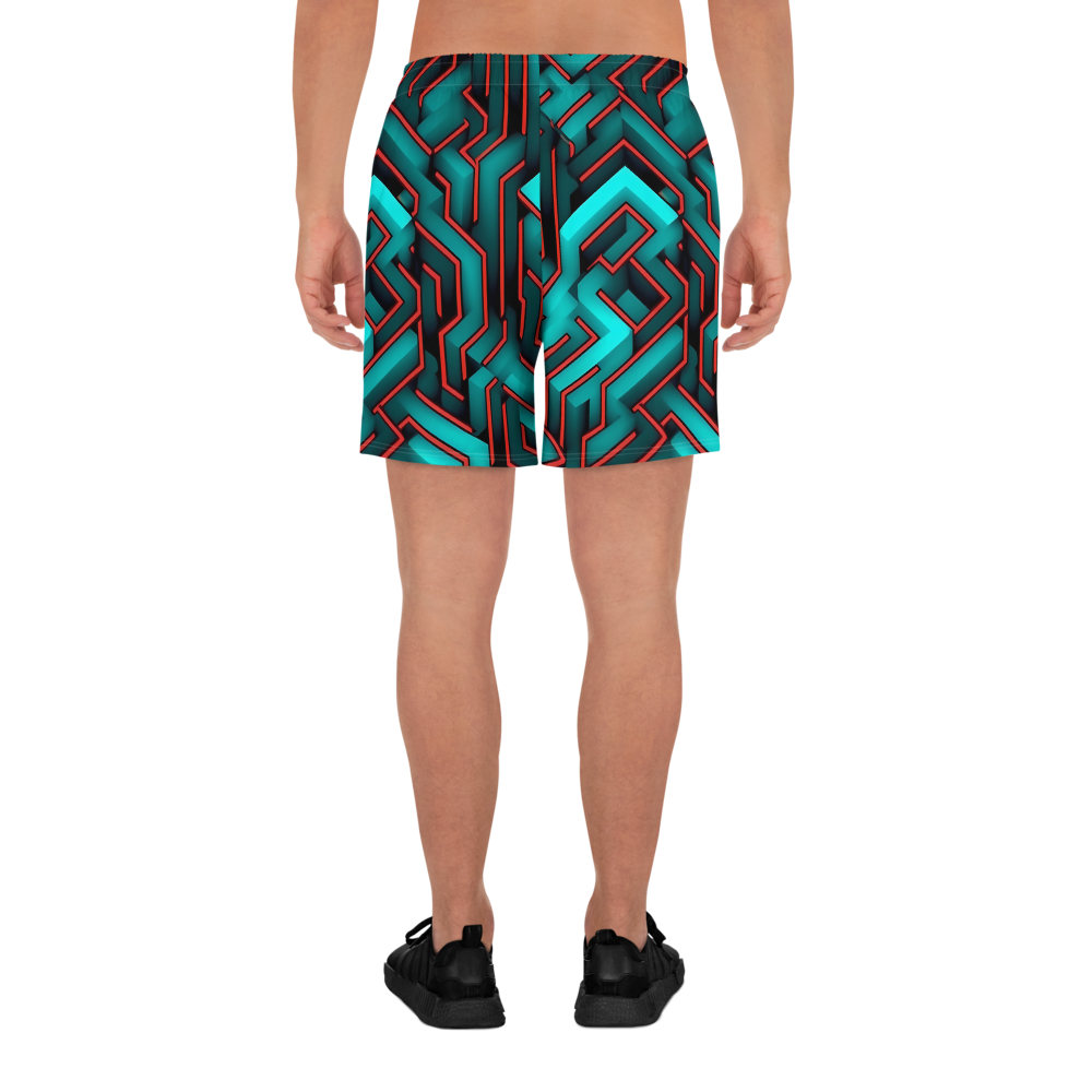 3D Maze Illusion | 3D Patterns | All-Over Print Men's Recycled Athletic Shorts - #2