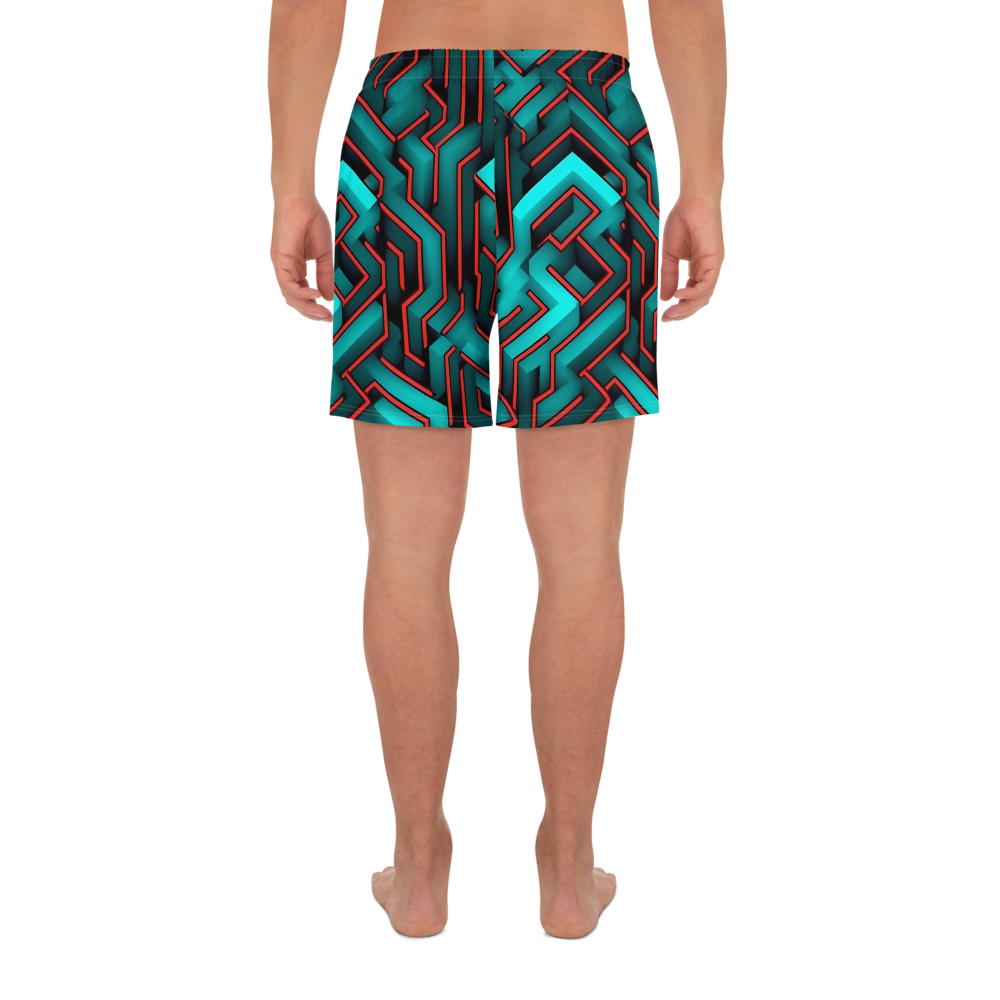 3D Maze Illusion | 3D Patterns | All-Over Print Men's Recycled Athletic Shorts - #2