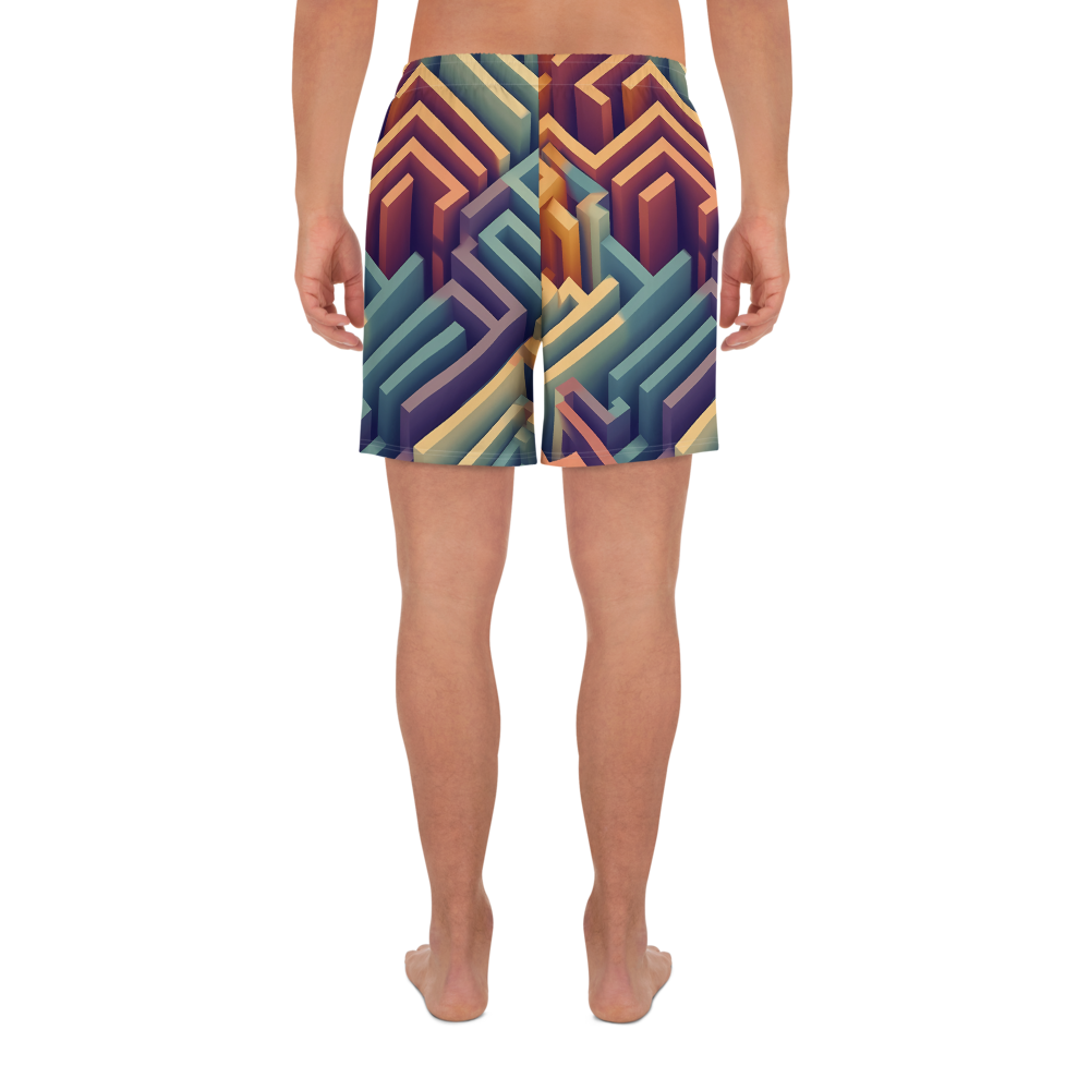 3D Maze Illusion | 3D Patterns | All-Over Print Men's Recycled Athletic Shorts - #3