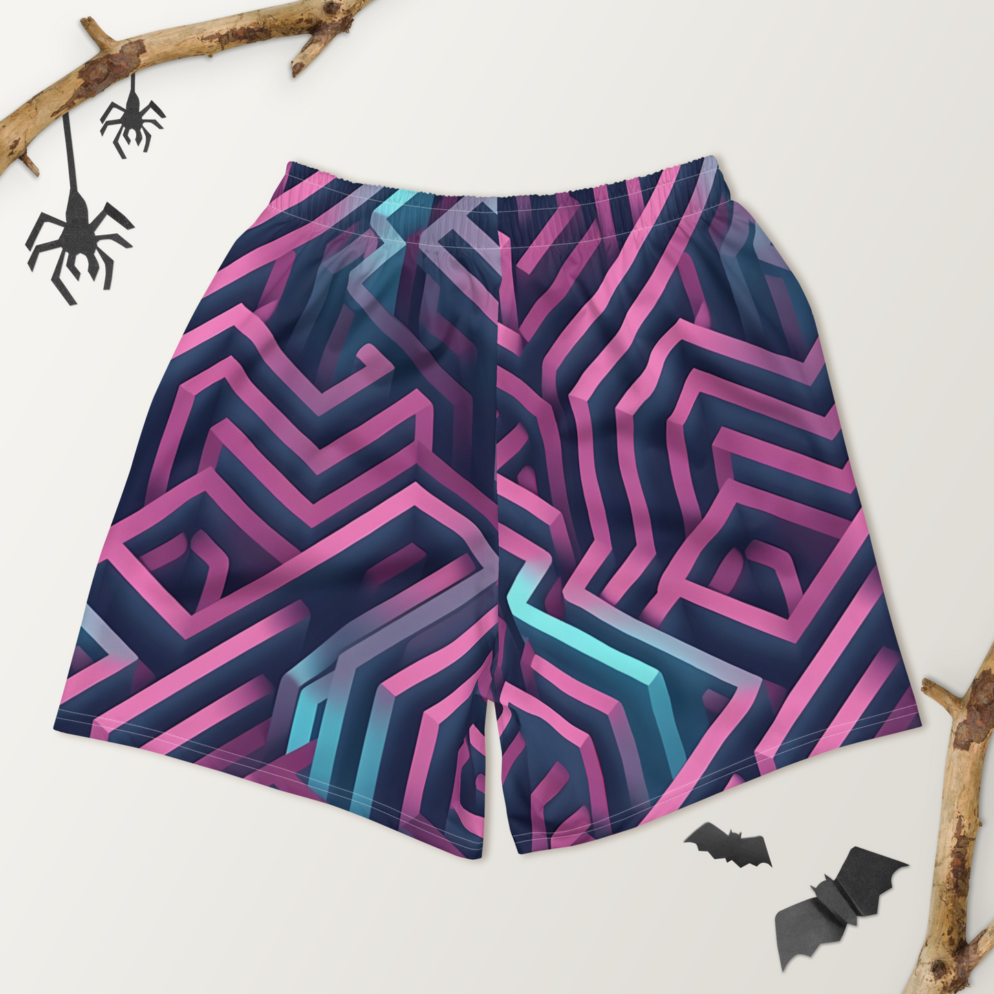 3D Maze Illusion | 3D Patterns | All-Over Print Men's Recycled Athletic Shorts - #4