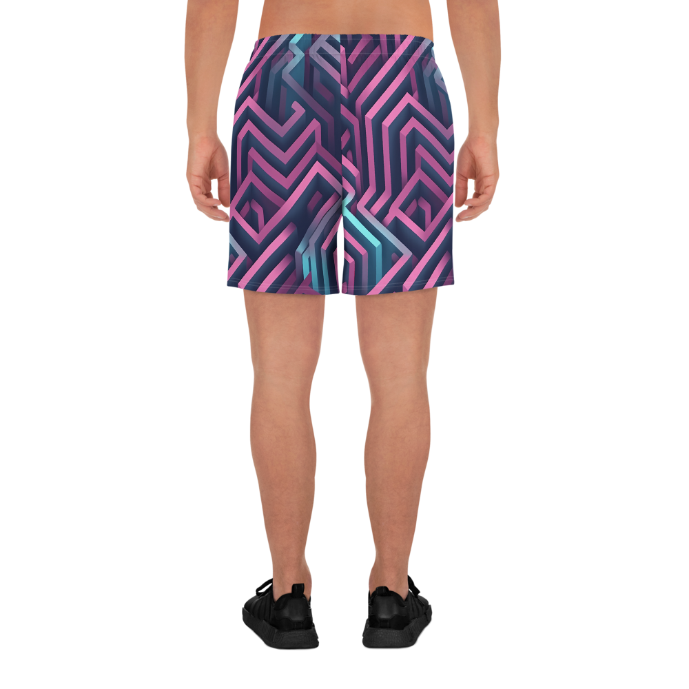 3D Maze Illusion | 3D Patterns | All-Over Print Men's Recycled Athletic Shorts - #4