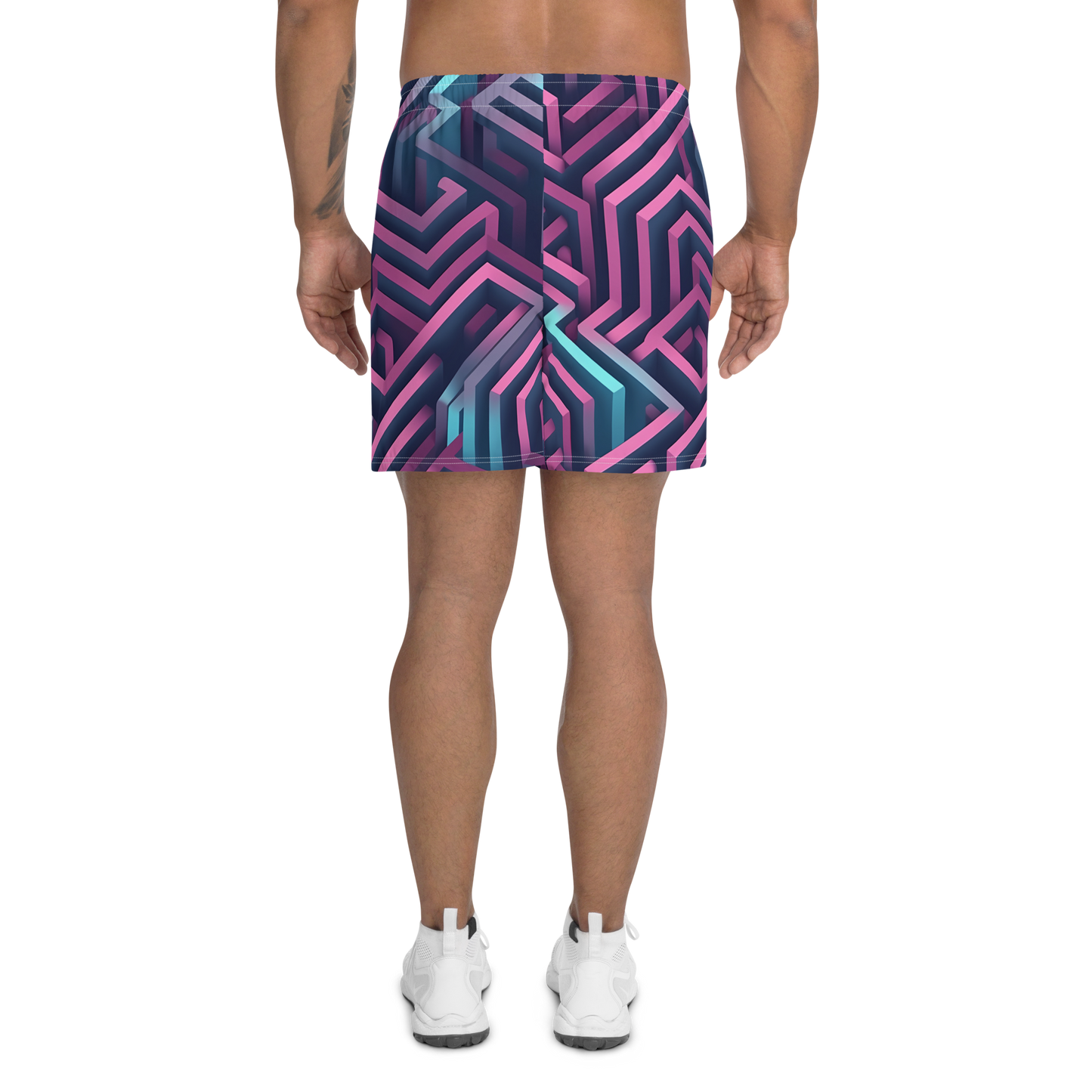 3D Maze Illusion | 3D Patterns | All-Over Print Men's Recycled Athletic Shorts - #4