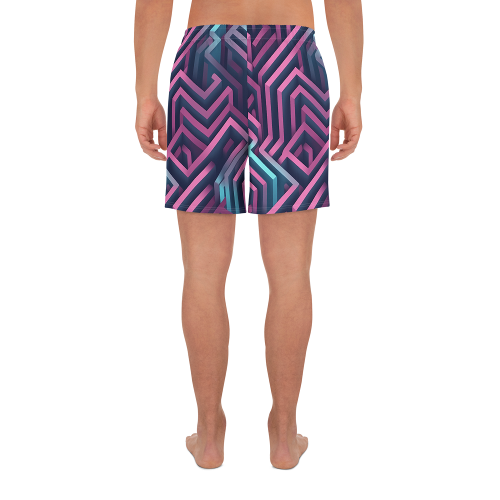 3D Maze Illusion | 3D Patterns | All-Over Print Men's Recycled Athletic Shorts - #4