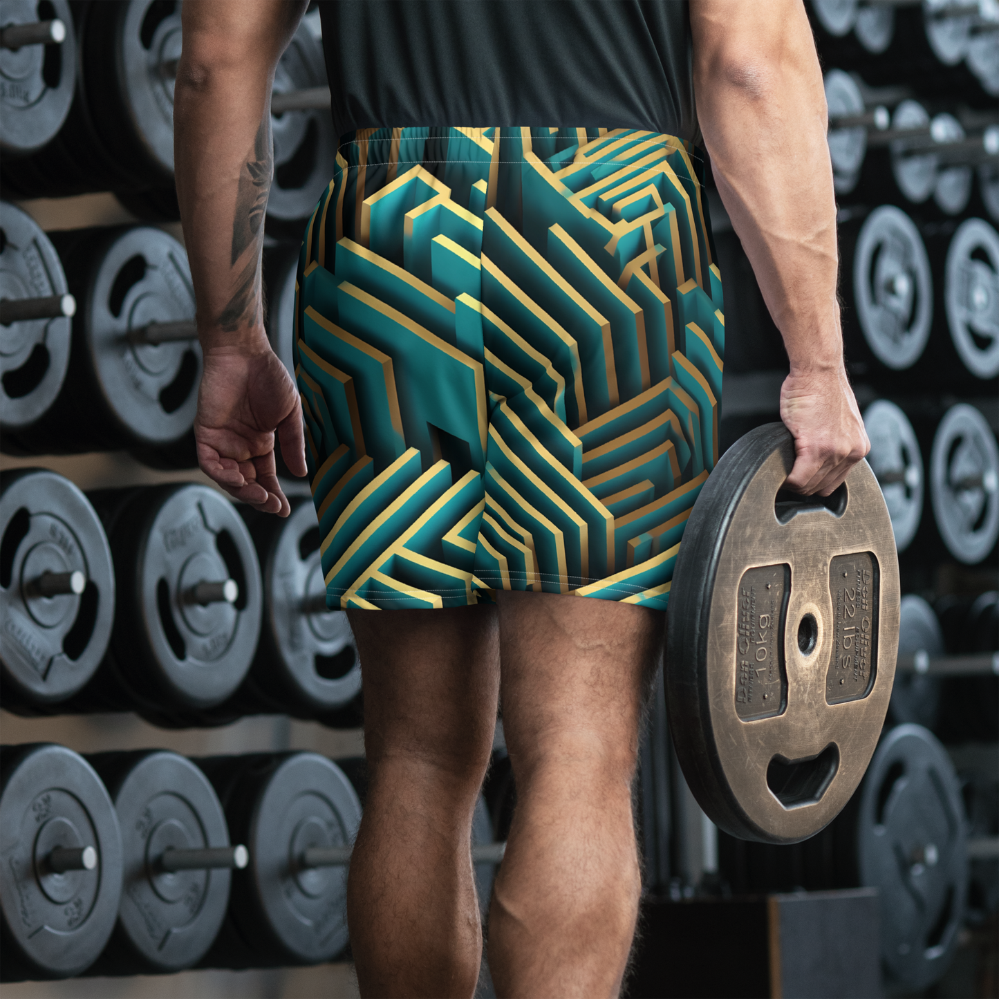 3D Maze Illusion | 3D Patterns | All-Over Print Men's Recycled Athletic Shorts - #5