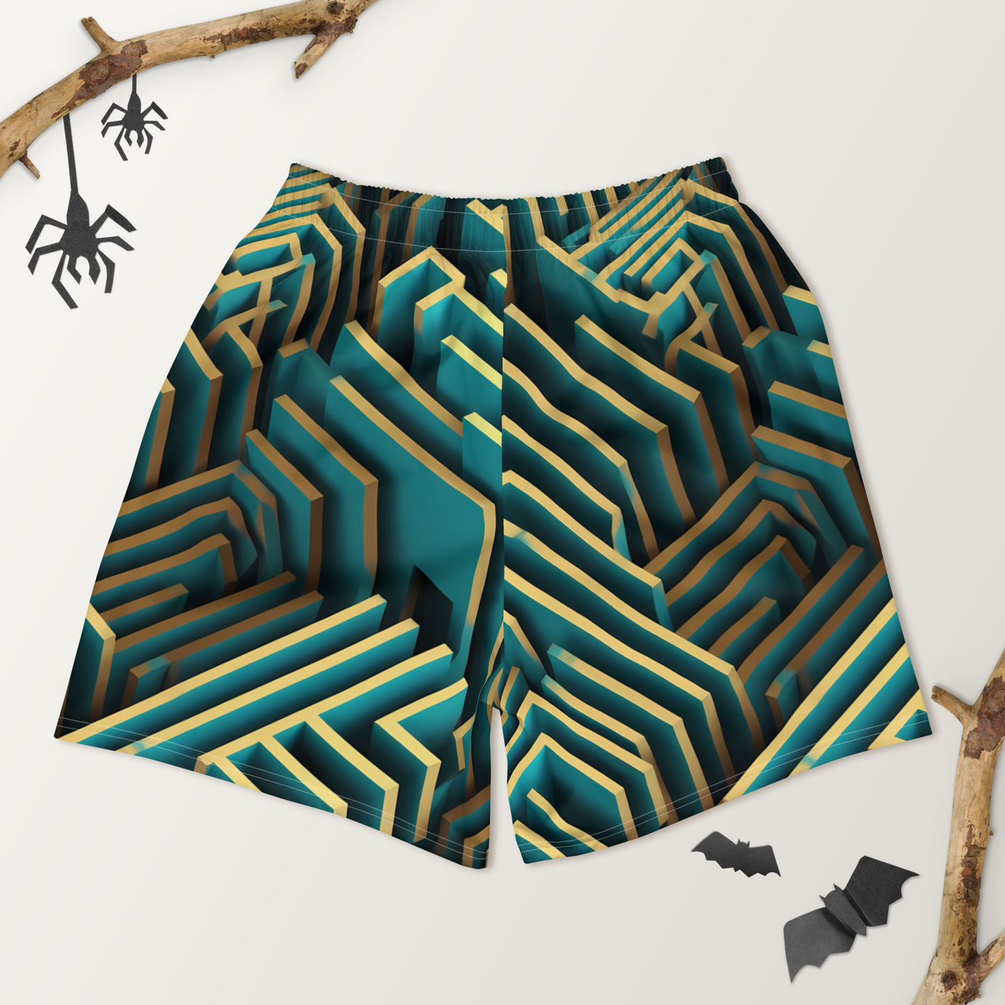 3D Maze Illusion | 3D Patterns | All-Over Print Men's Recycled Athletic Shorts - #5