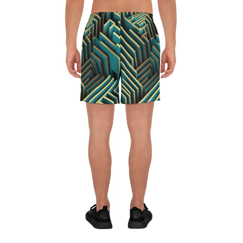 3D Maze Illusion | 3D Patterns | All-Over Print Men's Recycled Athletic Shorts - #5