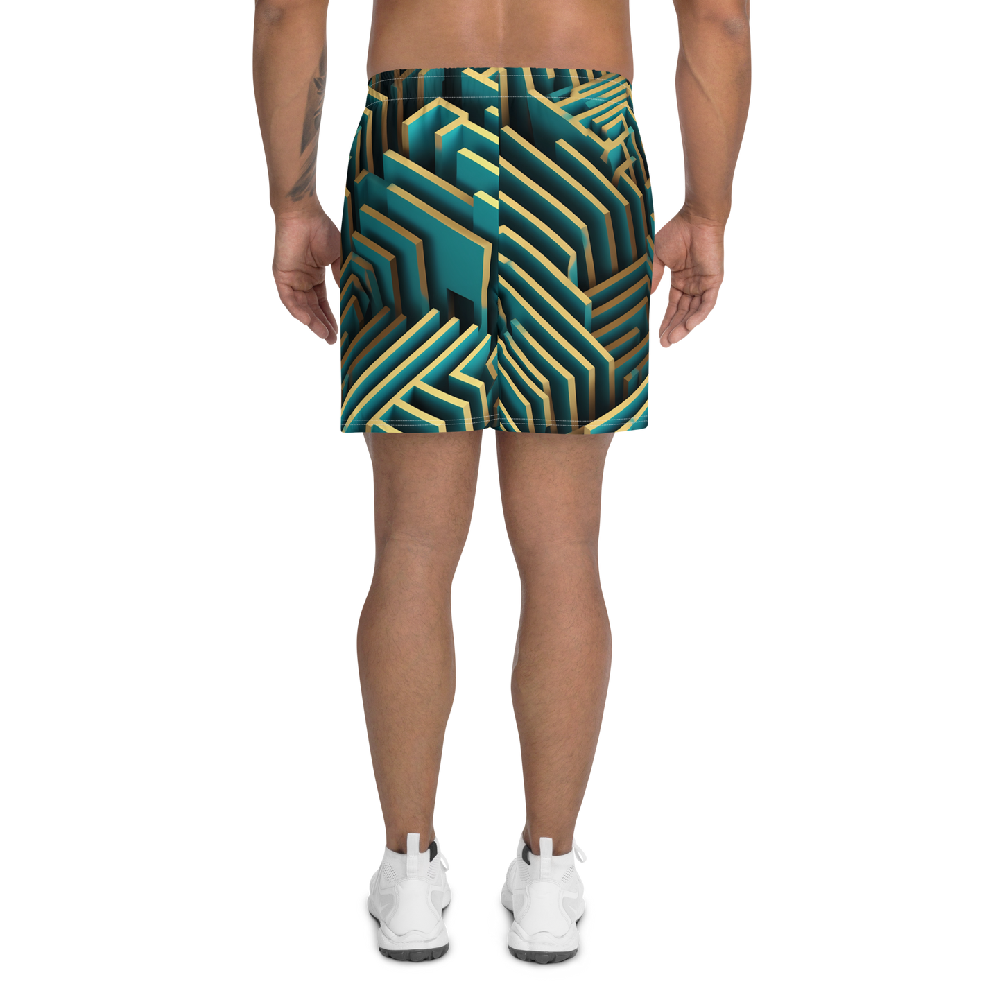 3D Maze Illusion | 3D Patterns | All-Over Print Men's Recycled Athletic Shorts - #5