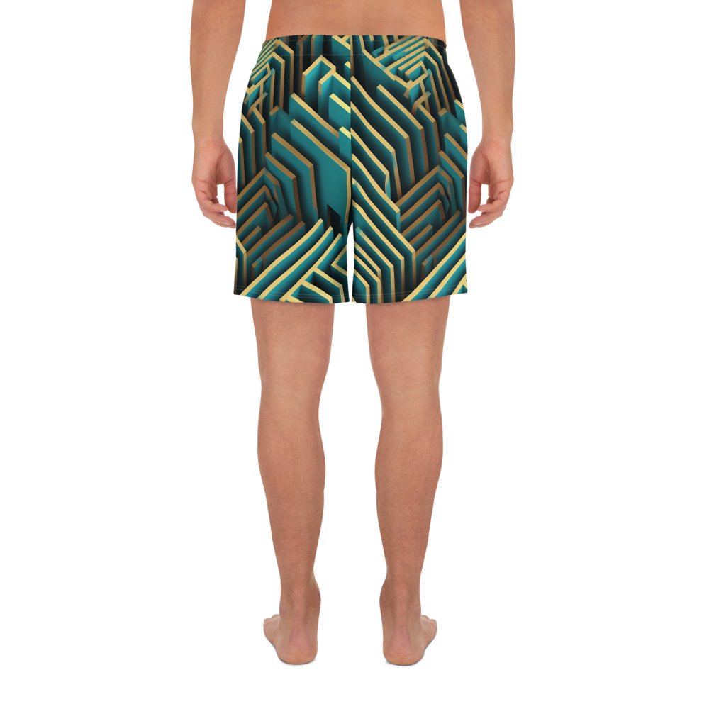 3D Maze Illusion | 3D Patterns | All-Over Print Men's Recycled Athletic Shorts - #5