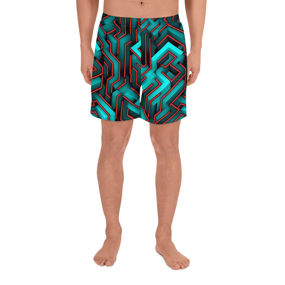 3D Maze Illusion | 3D Patterns | All-Over Print Men's Recycled Athletic Shorts - #2