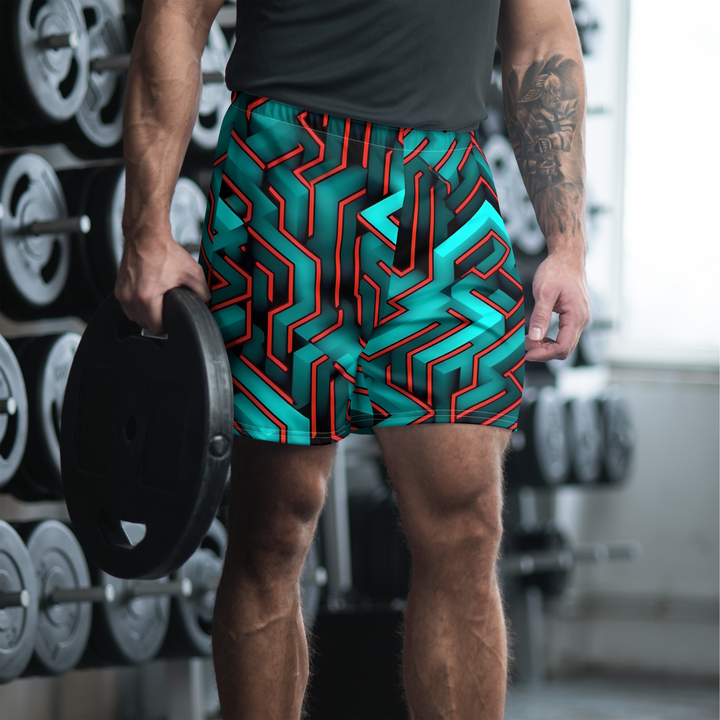 3D Maze Illusion | 3D Patterns | All-Over Print Men's Recycled Athletic Shorts - #2