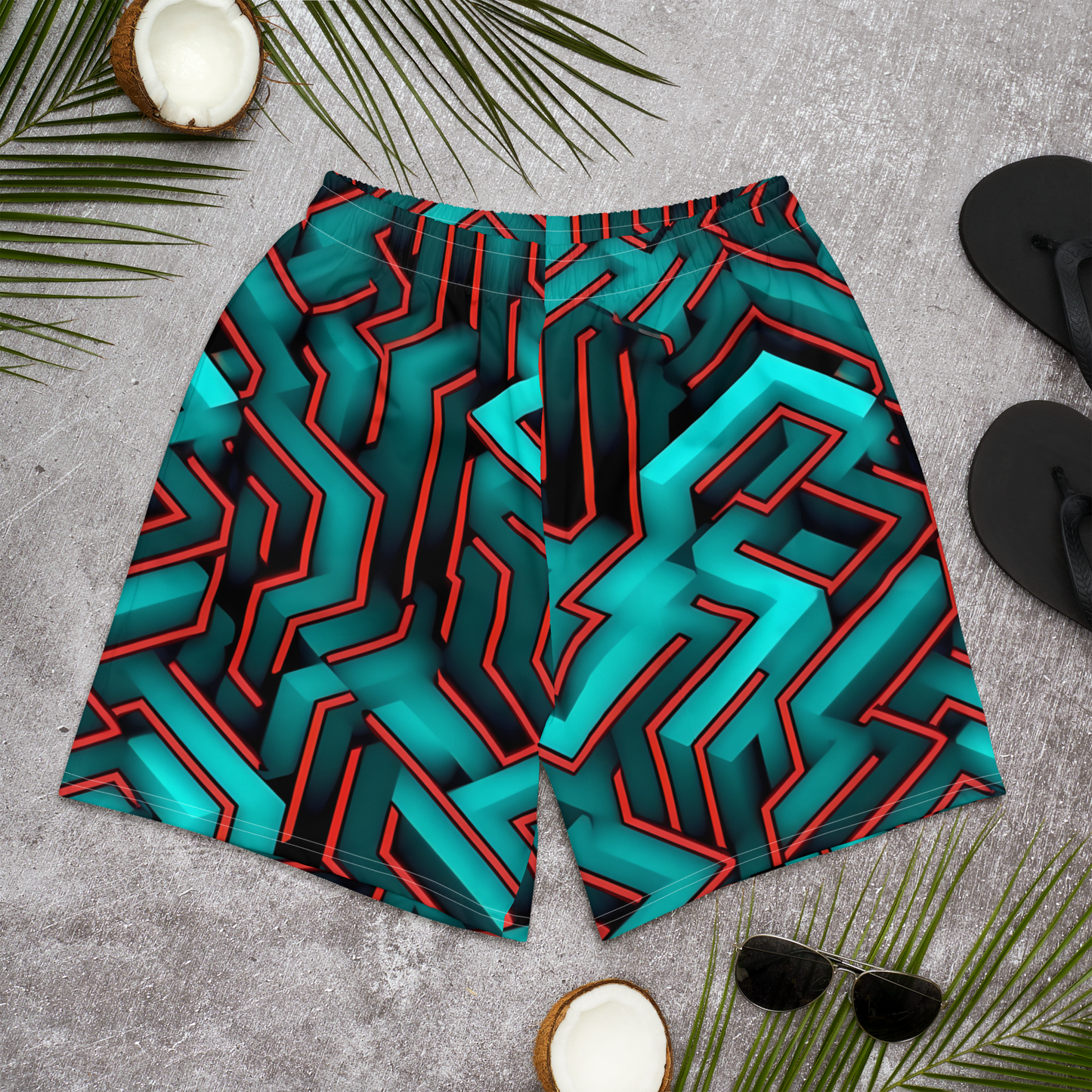 3D Maze Illusion | 3D Patterns | All-Over Print Men's Recycled Athletic Shorts - #2