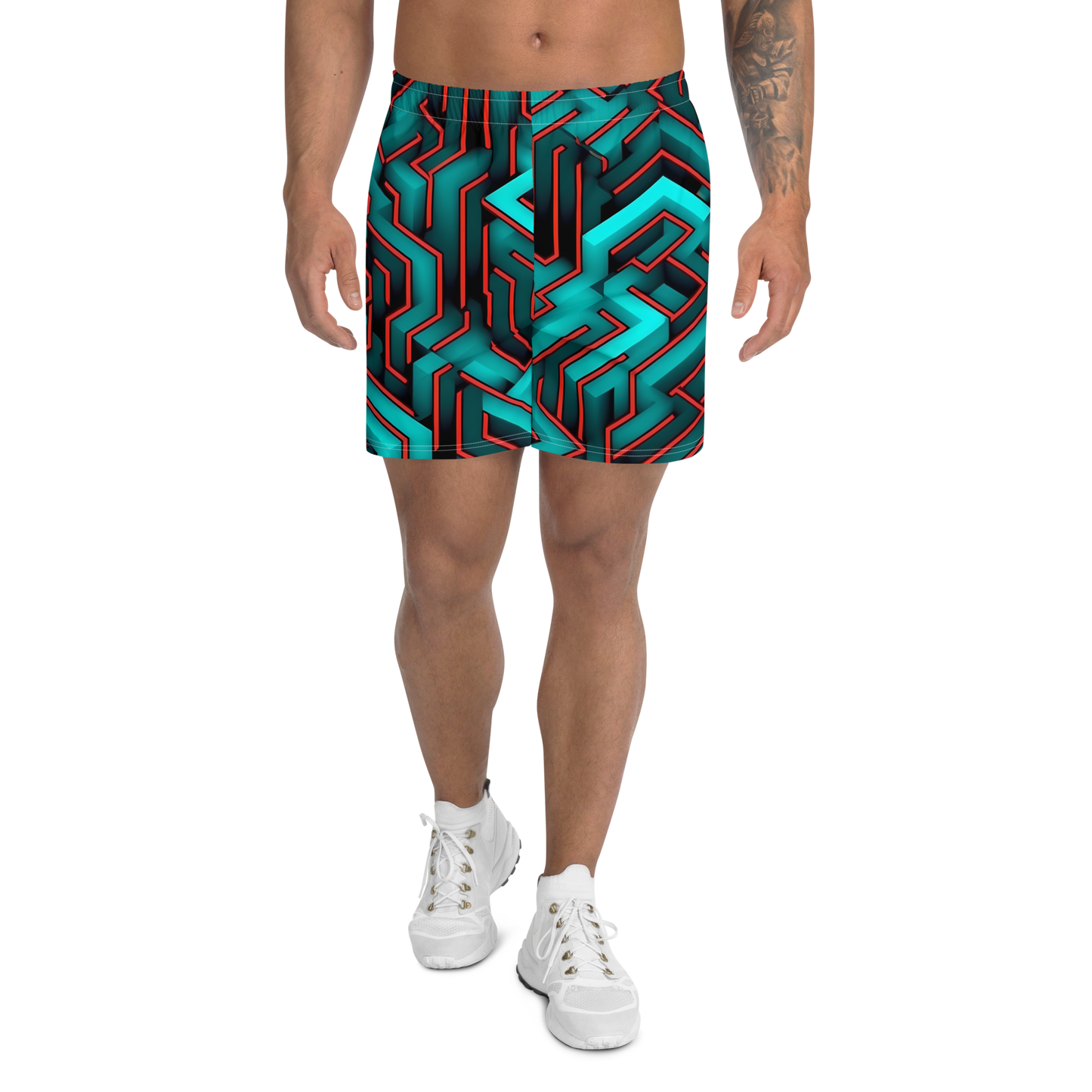 3D Maze Illusion | 3D Patterns | All-Over Print Men's Recycled Athletic Shorts - #2