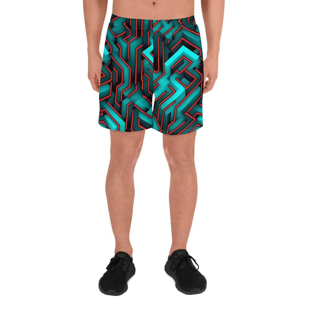 3D Maze Illusion | 3D Patterns | All-Over Print Men's Recycled Athletic Shorts - #2