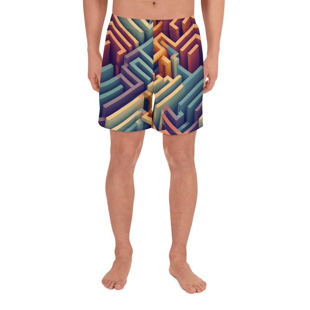 3D Maze Illusion | 3D Patterns | All-Over Print Men's Recycled Athletic Shorts - #3