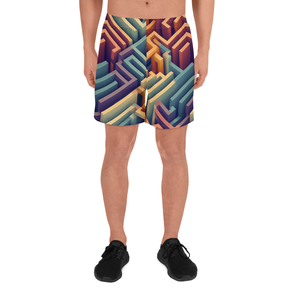 3D Maze Illusion | 3D Patterns | All-Over Print Men's Recycled Athletic Shorts - #3