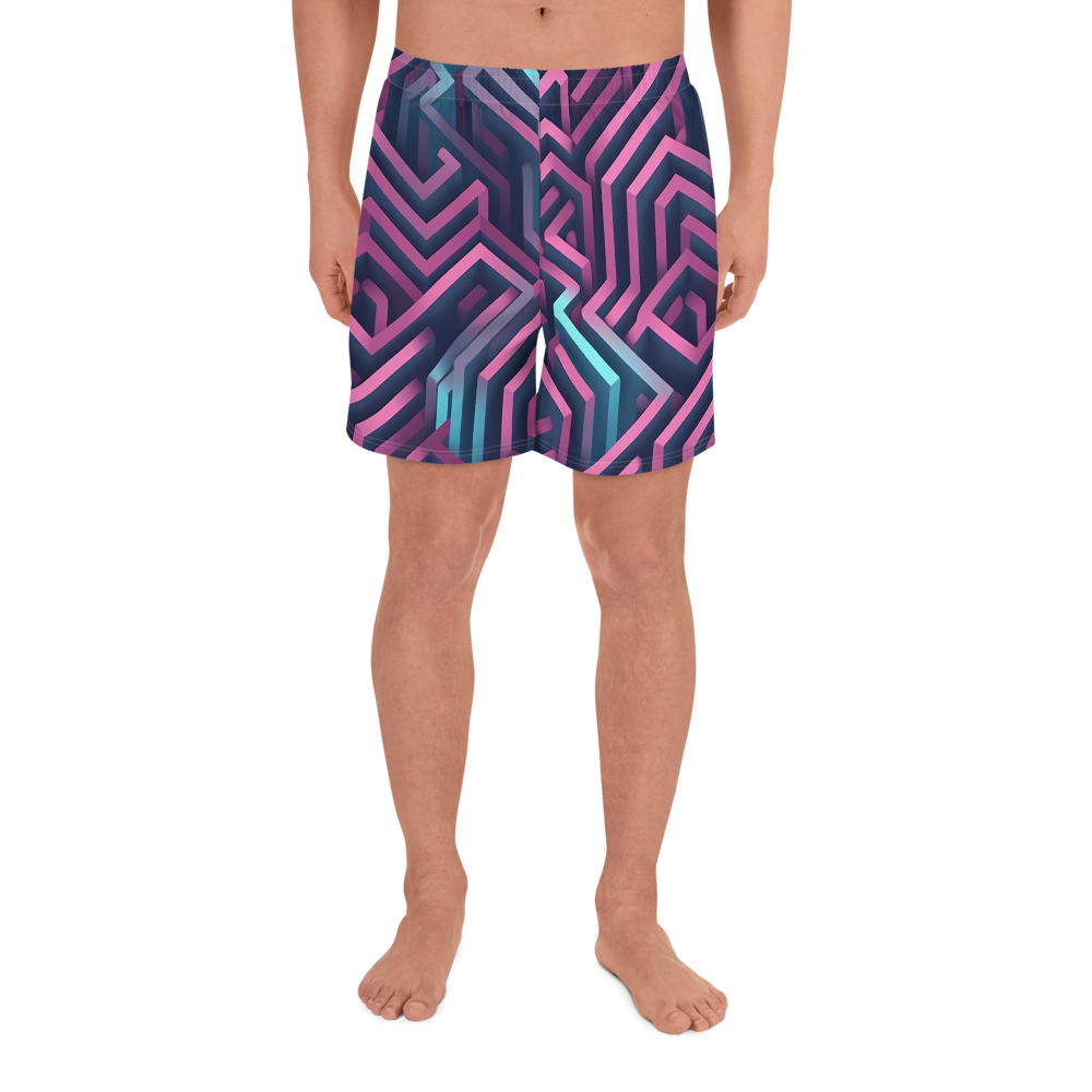 3D Maze Illusion | 3D Patterns | All-Over Print Men's Recycled Athletic Shorts - #4