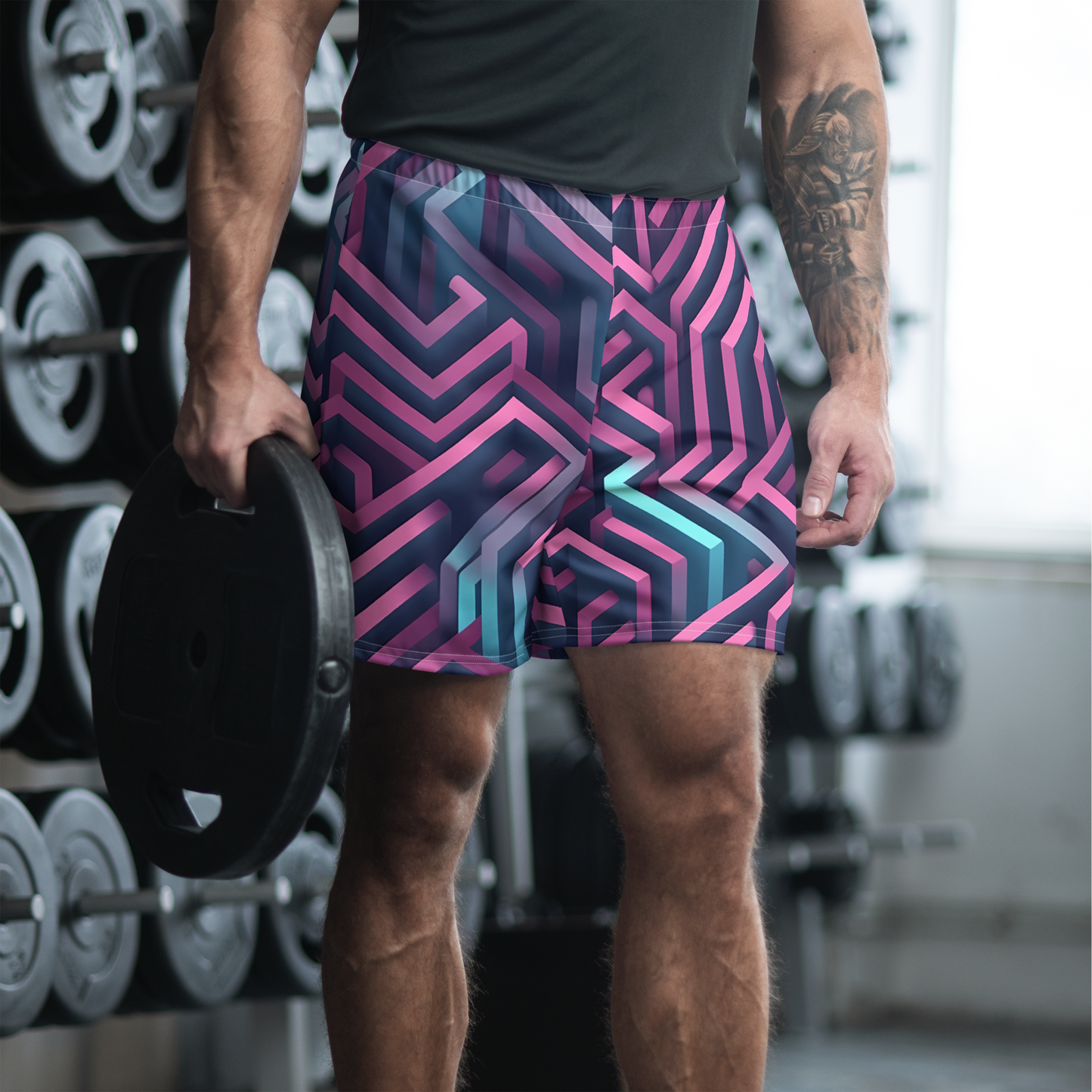 3D Maze Illusion | 3D Patterns | All-Over Print Men's Recycled Athletic Shorts - #4