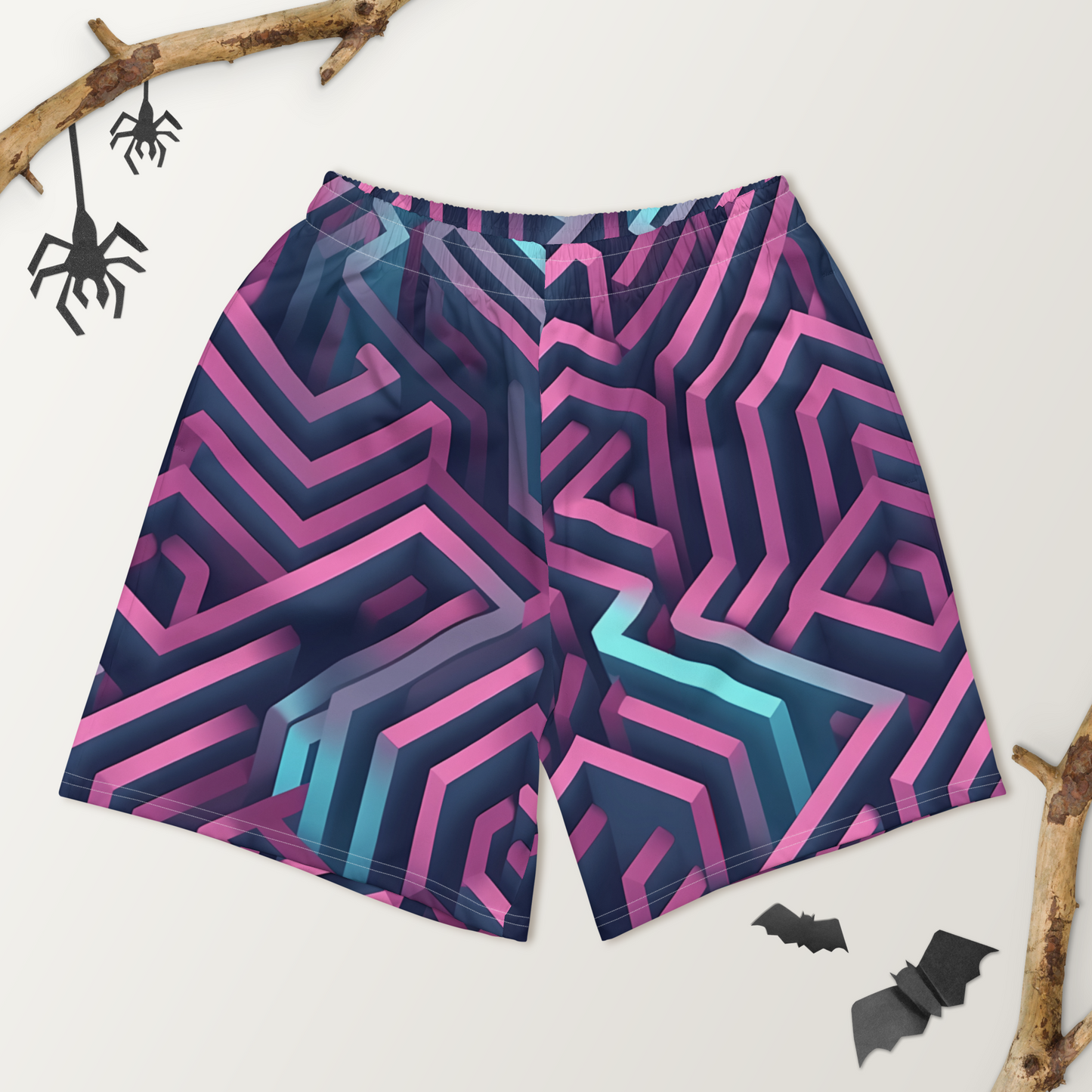 3D Maze Illusion | 3D Patterns | All-Over Print Men's Recycled Athletic Shorts - #4