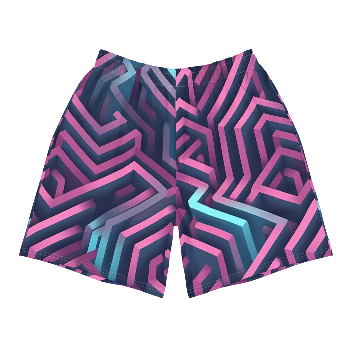 3D Maze Illusion | 3D Patterns | All-Over Print Men's Recycled Athletic Shorts - #4