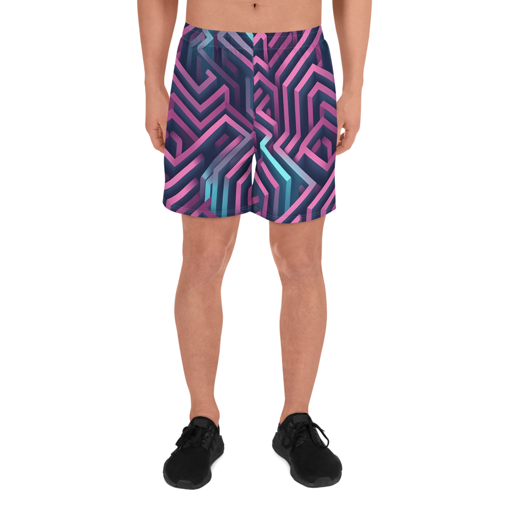 3D Maze Illusion | 3D Patterns | All-Over Print Men's Recycled Athletic Shorts - #4