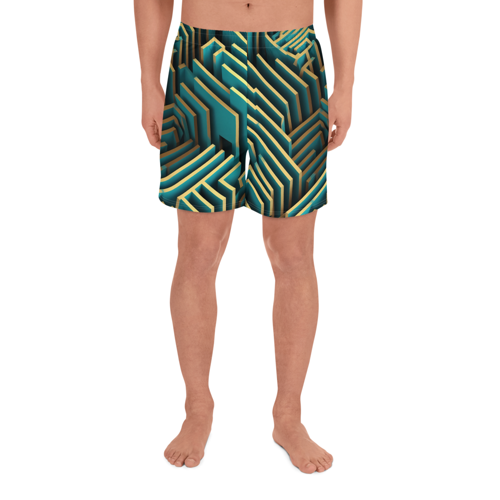 3D Maze Illusion | 3D Patterns | All-Over Print Men's Recycled Athletic Shorts - #5