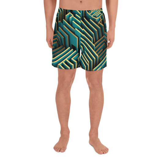 3D Maze Illusion | 3D Patterns | All-Over Print Men's Recycled Athletic Shorts - #5