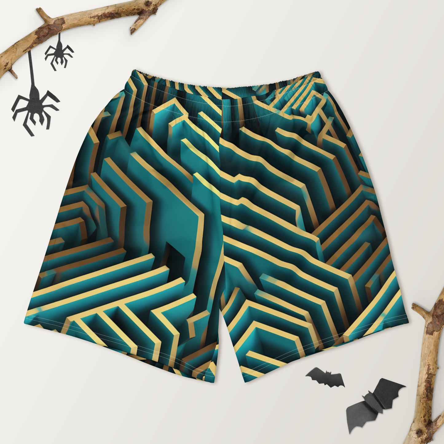 3D Maze Illusion | 3D Patterns | All-Over Print Men's Recycled Athletic Shorts - #5