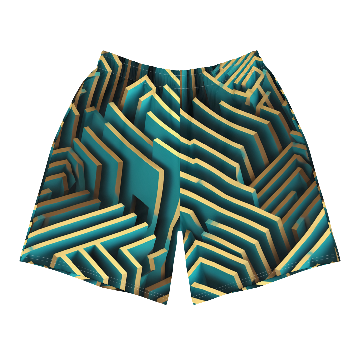 3D Maze Illusion | 3D Patterns | All-Over Print Men's Recycled Athletic Shorts - #5