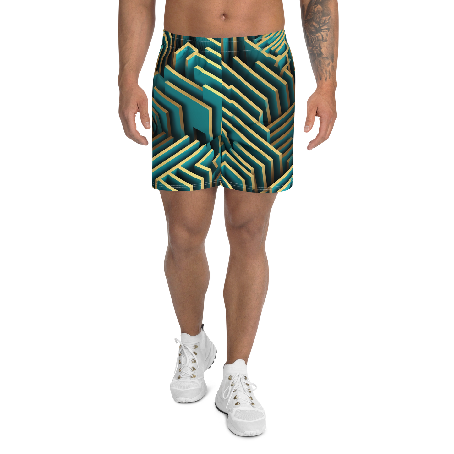 3D Maze Illusion | 3D Patterns | All-Over Print Men's Recycled Athletic Shorts - #5