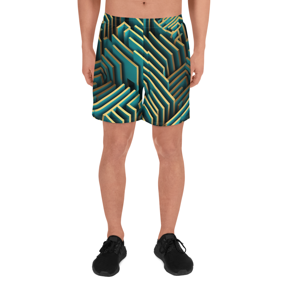 3D Maze Illusion | 3D Patterns | All-Over Print Men's Recycled Athletic Shorts - #5