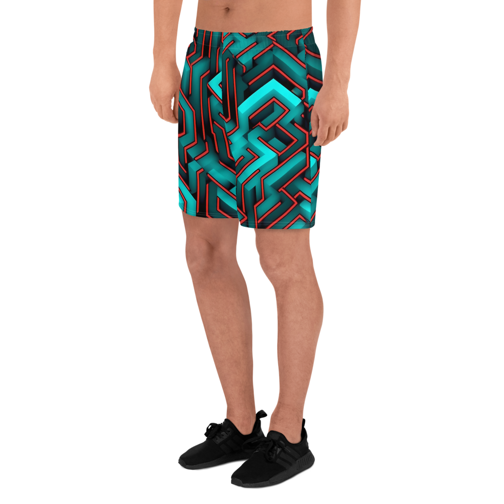 3D Maze Illusion | 3D Patterns | All-Over Print Men's Recycled Athletic Shorts - #2