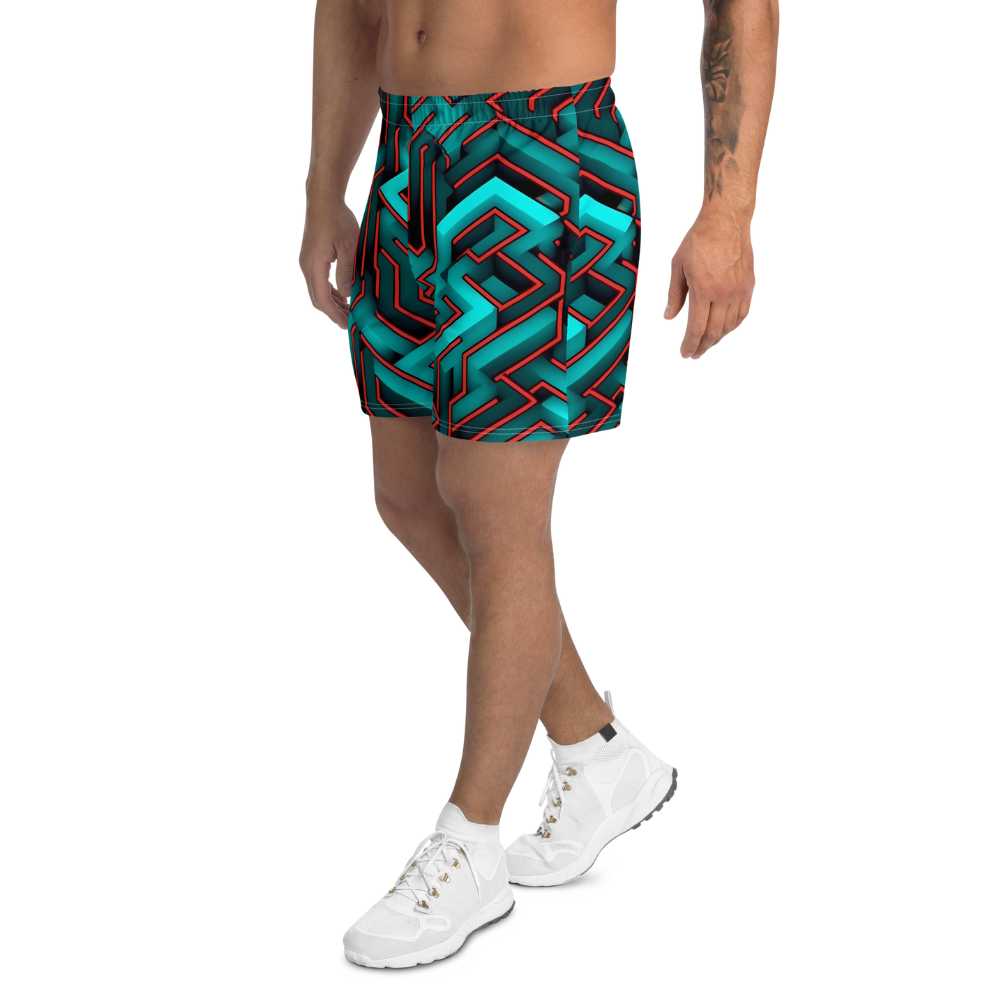 3D Maze Illusion | 3D Patterns | All-Over Print Men's Recycled Athletic Shorts - #2