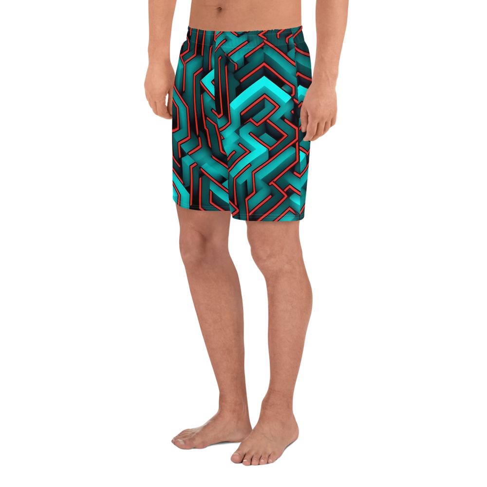 3D Maze Illusion | 3D Patterns | All-Over Print Men's Recycled Athletic Shorts - #2