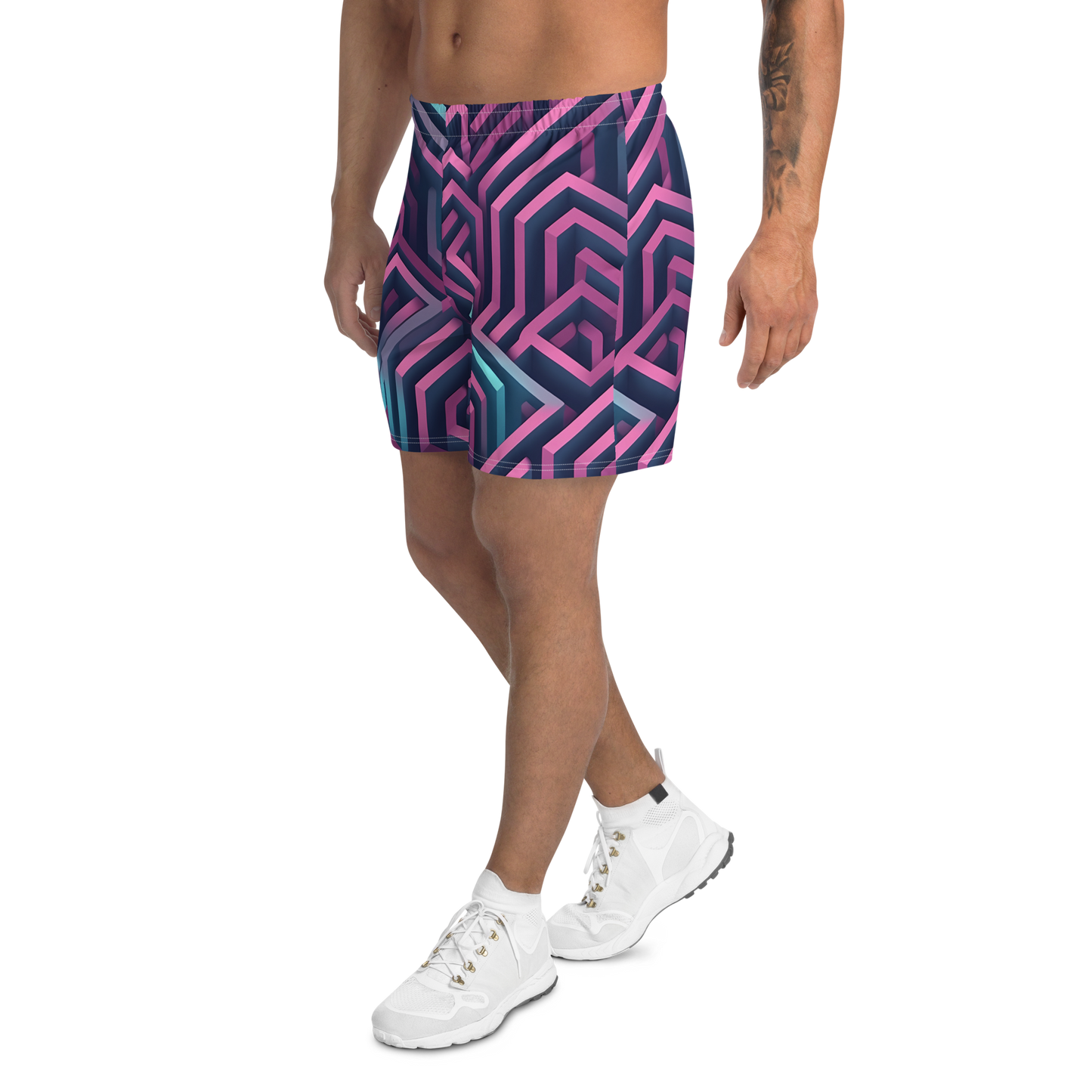 3D Maze Illusion | 3D Patterns | All-Over Print Men's Recycled Athletic Shorts - #4