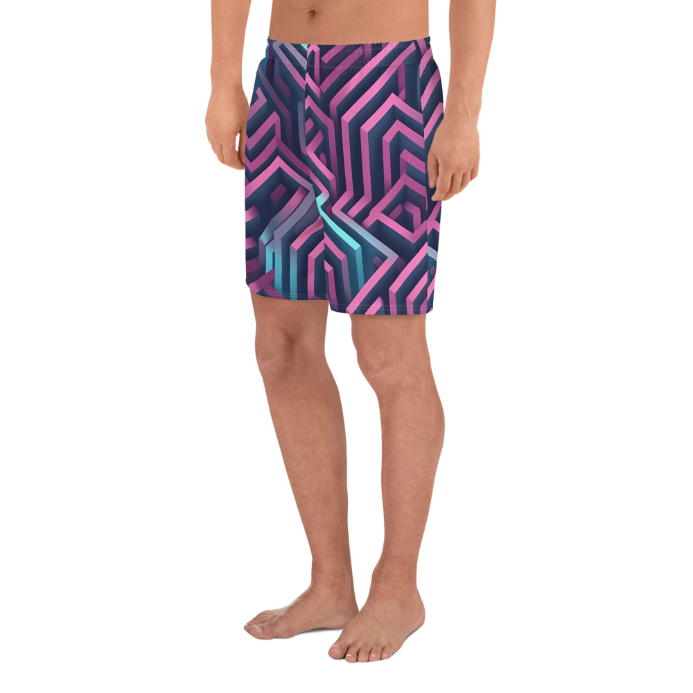 3D Maze Illusion | 3D Patterns | All-Over Print Men's Recycled Athletic Shorts - #4