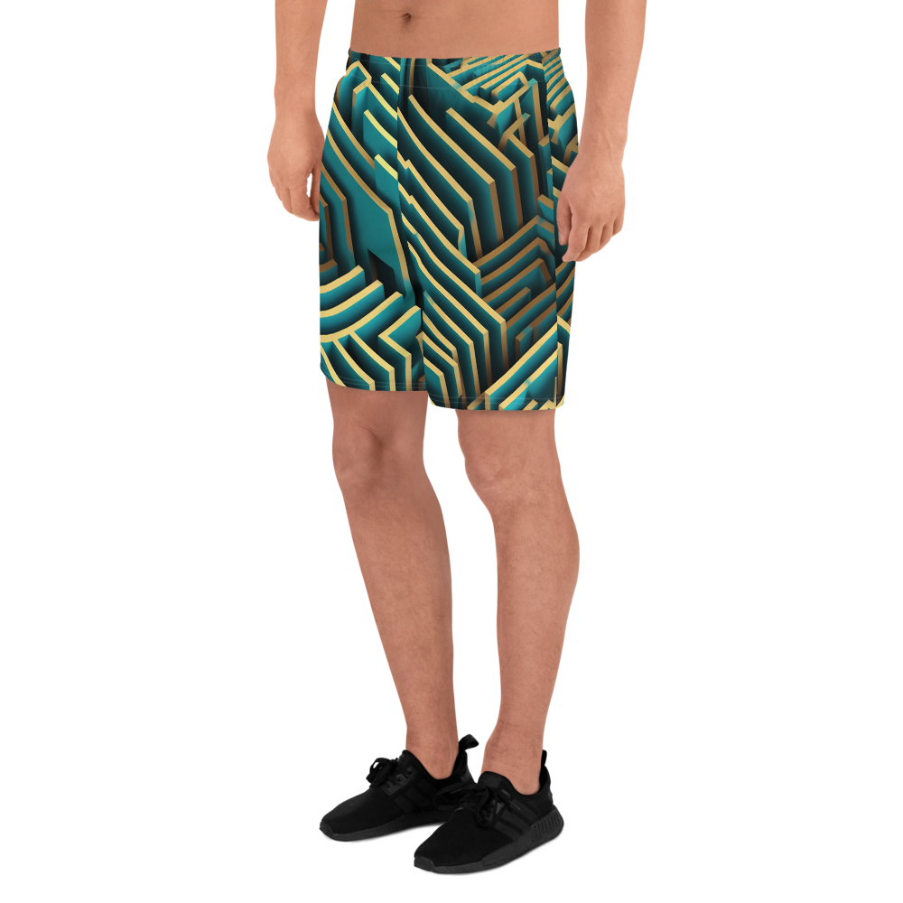 3D Maze Illusion | 3D Patterns | All-Over Print Men's Recycled Athletic Shorts - #5