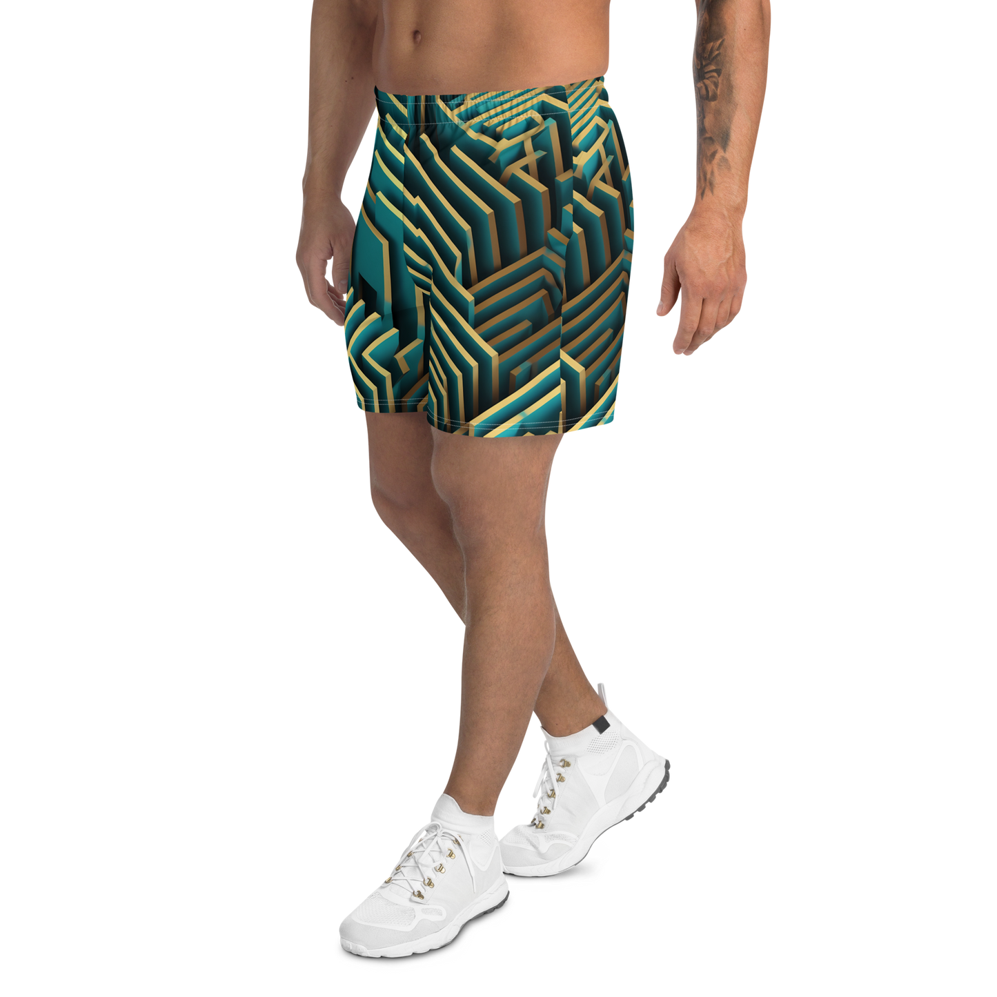 3D Maze Illusion | 3D Patterns | All-Over Print Men's Recycled Athletic Shorts - #5