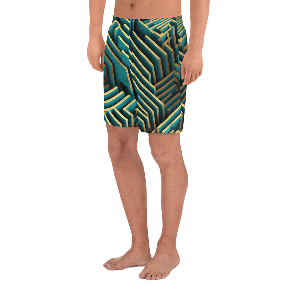 3D Maze Illusion | 3D Patterns | All-Over Print Men's Recycled Athletic Shorts - #5