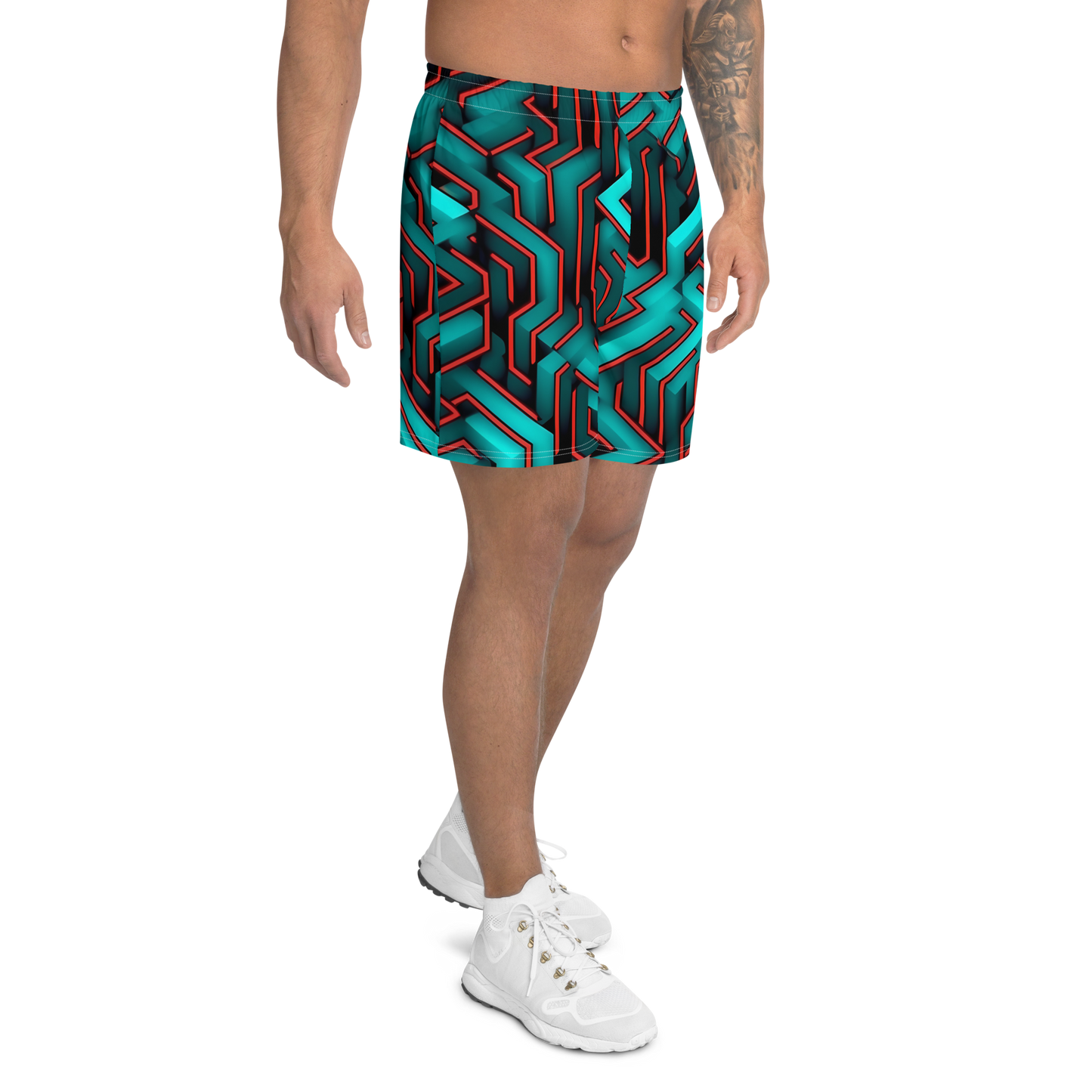 3D Maze Illusion | 3D Patterns | All-Over Print Men's Recycled Athletic Shorts - #2