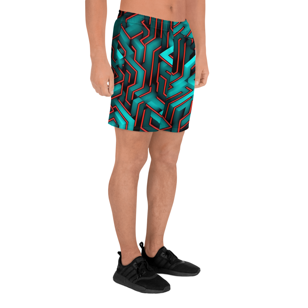 3D Maze Illusion | 3D Patterns | All-Over Print Men's Recycled Athletic Shorts - #2