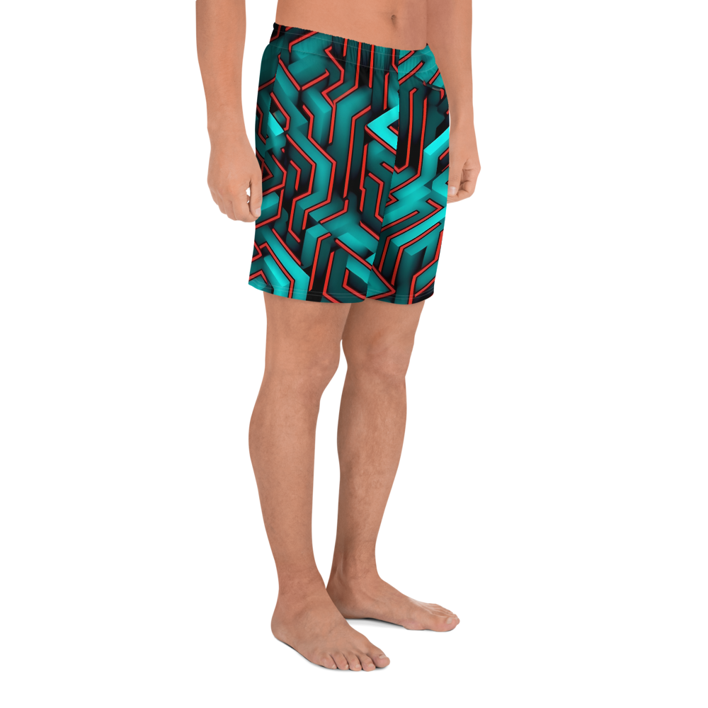 3D Maze Illusion | 3D Patterns | All-Over Print Men's Recycled Athletic Shorts - #2