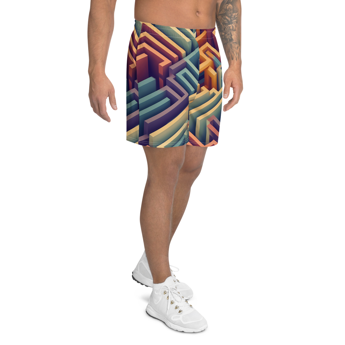 3D Maze Illusion | 3D Patterns | All-Over Print Men's Recycled Athletic Shorts - #3